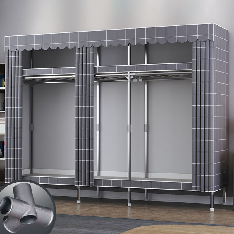 Contemporary Style Metal Wardrobe Cloth Rod Included Wardrobe Closet for Home