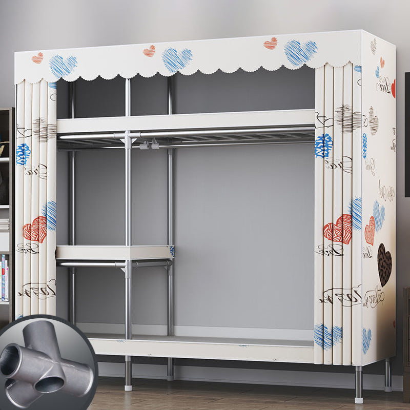 Contemporary Style Metal Wardrobe Cloth Rod Included Wardrobe Closet for Home