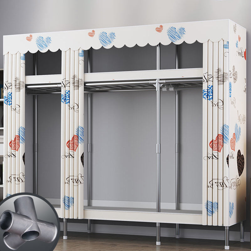 Contemporary Style Metal Wardrobe Cloth Rod Included Wardrobe Closet for Home