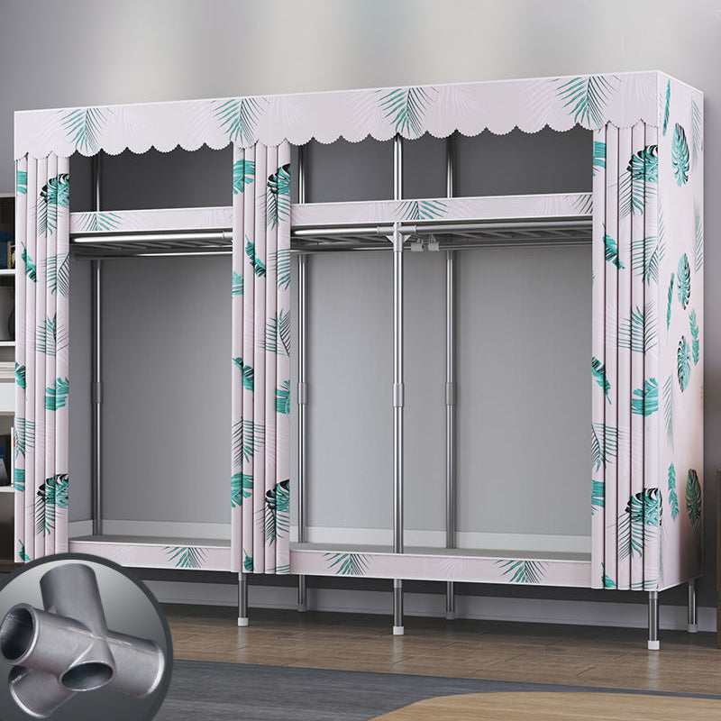 Contemporary Style Metal Wardrobe Cloth Rod Included Wardrobe Closet for Home
