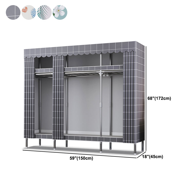 Contemporary Style Metal Wardrobe Cloth Rod Included Wardrobe Closet for Home