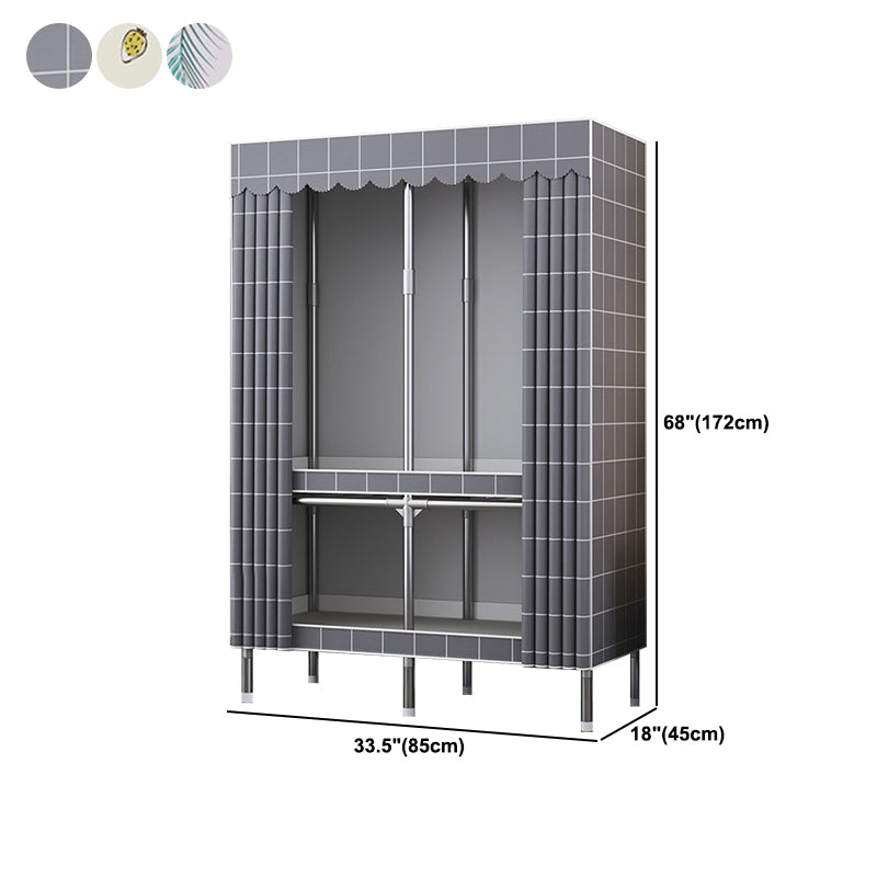Contemporary Style Metal Wardrobe Cloth Rod Included Wardrobe Closet for Home