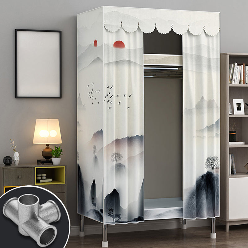 Modern Style Wardrobe Metal 2 Shelves Wardrobe Closet for Bedroom