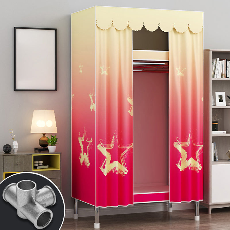 Modern Style Wardrobe Metal 2 Shelves Wardrobe Closet for Bedroom