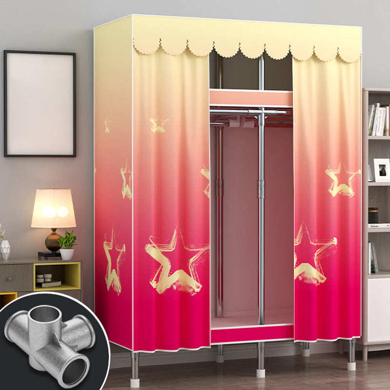 Modern Style Wardrobe Metal 2 Shelves Wardrobe Closet for Bedroom