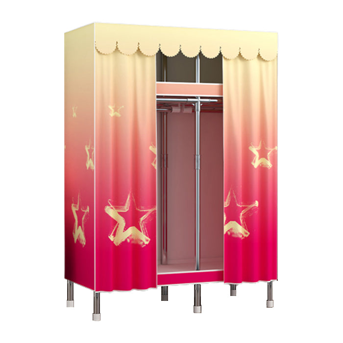 Modern Style Wardrobe Metal 2 Shelves Wardrobe Closet for Bedroom