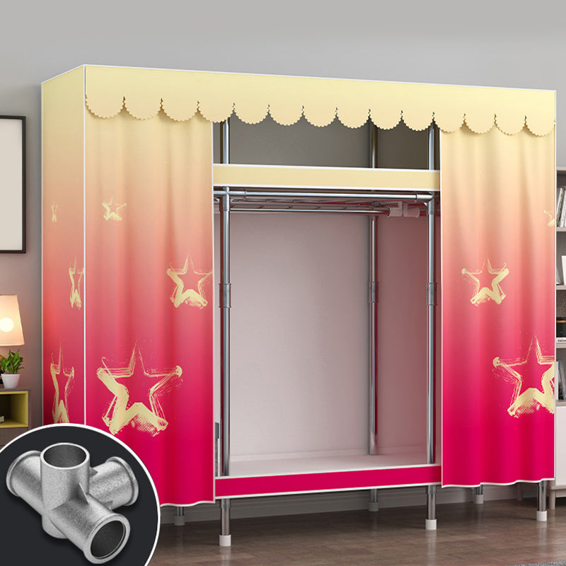 Modern Style Wardrobe Metal 2 Shelves Wardrobe Closet for Bedroom