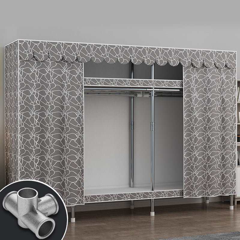 Modern Style Wardrobe Metal 2 Shelves Wardrobe Closet for Bedroom