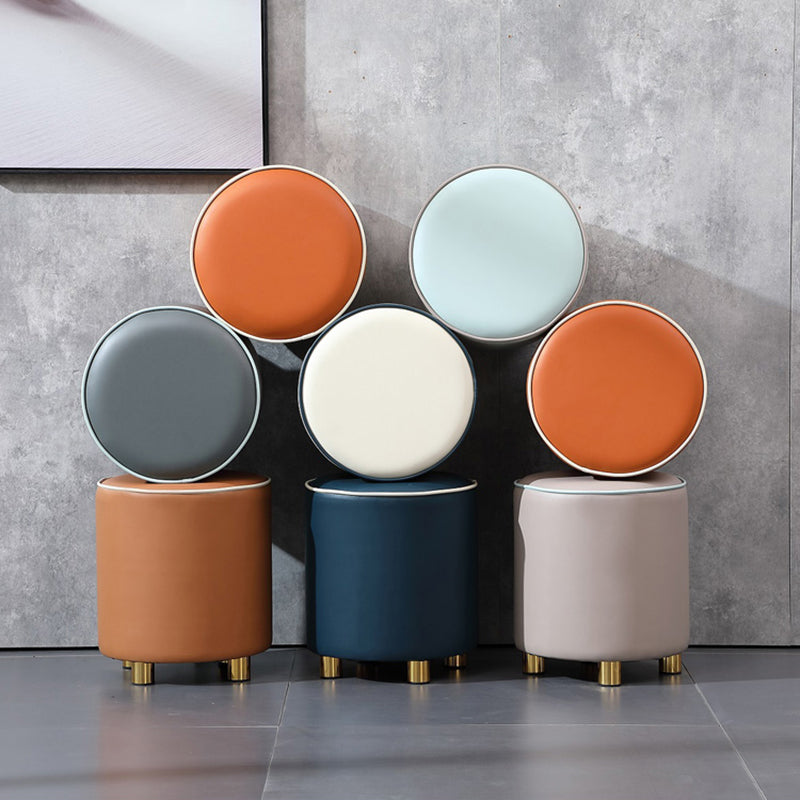 Orange Leather Round Standard Water Resistant Indoor Standard