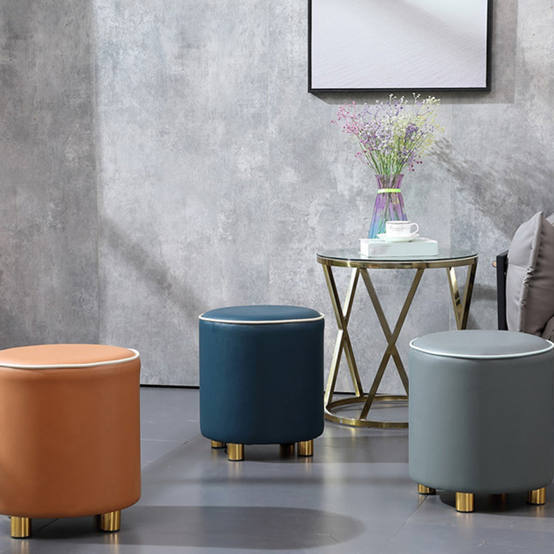 Orange Leather Round Standard Water Resistant Indoor Standard