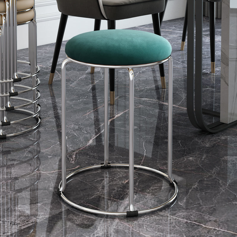 Contemporary Standard Ottoman Velvet Scratch Resistant Whole Colored Round Ottoman