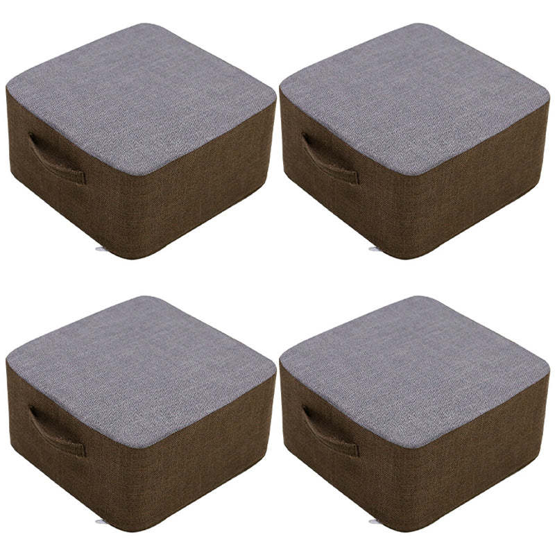 Casual Cotton Pouf Chair Contrast Color Square Upholstered Ottoman Stool