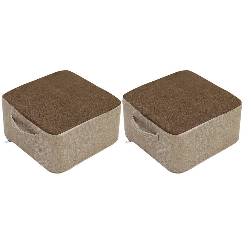 Casual Cotton Pouf Chair Contrast Color Square Upholstered Ottoman Stool