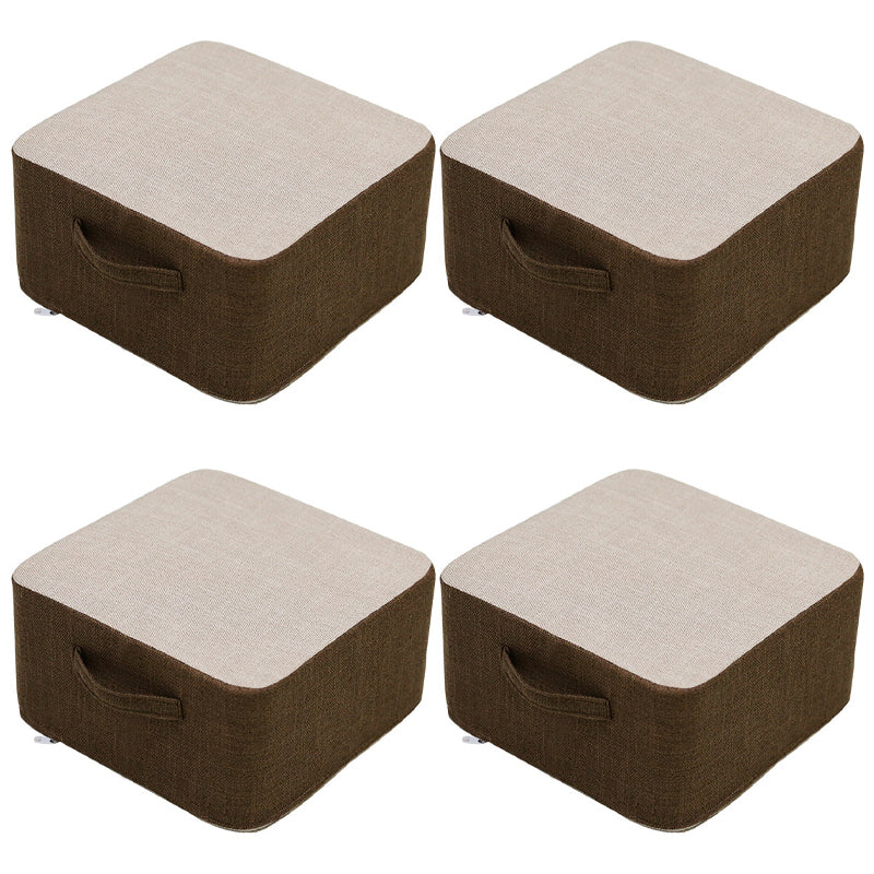 Casual Cotton Pouf Chair Contrast Color Square Upholstered Ottoman Stool