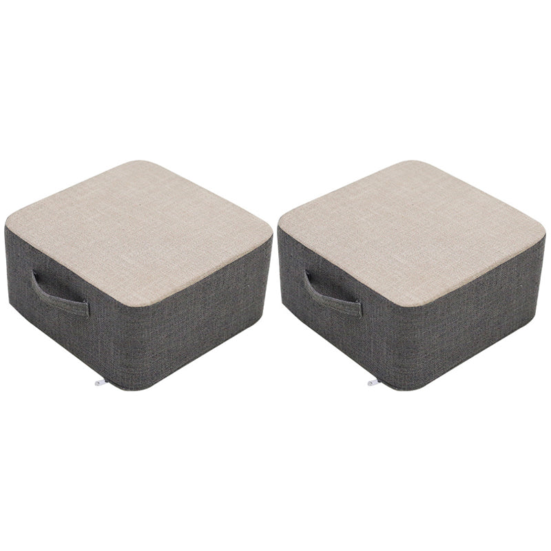 Casual Cotton Pouf Chair Contrast Color Square Upholstered Ottoman Stool