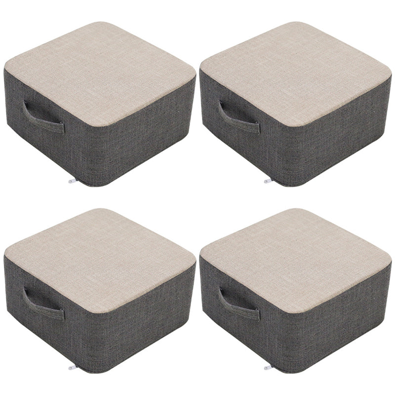 Casual Cotton Pouf Chair Contrast Color Square Upholstered Ottoman Stool