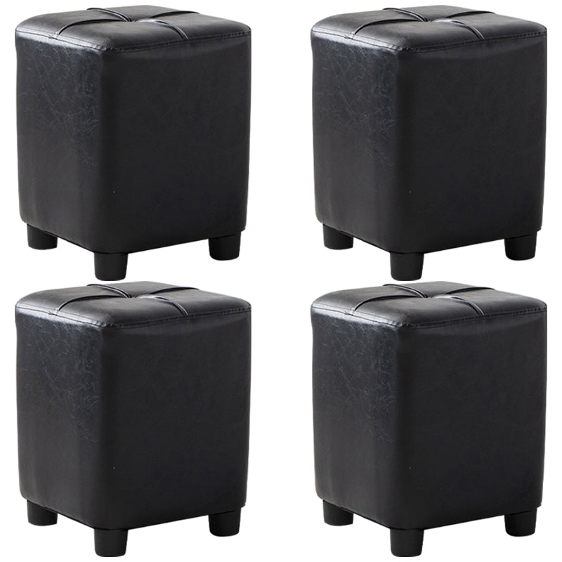 Modern Stain Resistant Ottoman Circle Shape Yellow Leather Cube