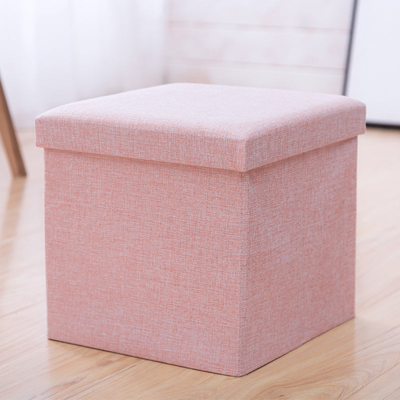 Modern Cotton Pouf Ottoman Pure Color Foldable Square Chair Ottoman with Storage