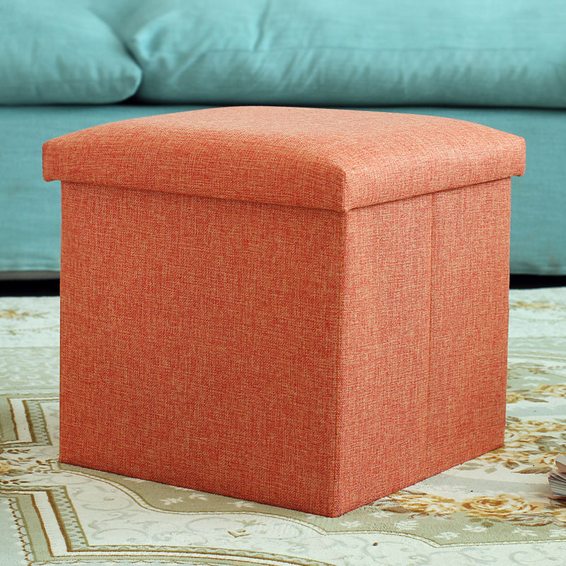 Modern Cotton Pouf Ottoman Pure Color Foldable Square Chair Ottoman with Storage