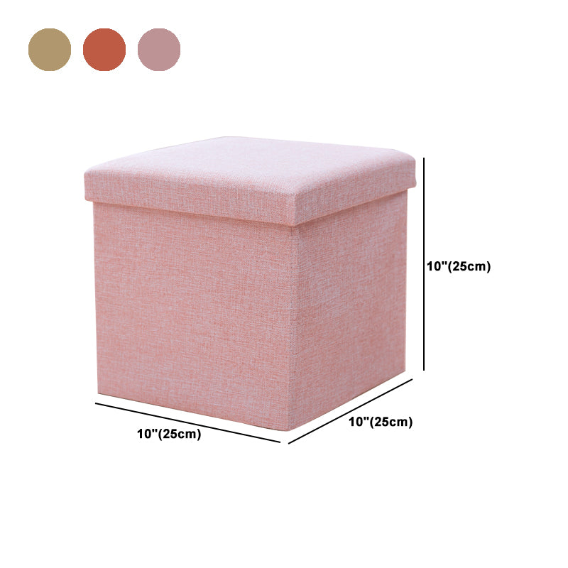 Modern Cotton Pouf Ottoman Pure Color Foldable Square Chair Ottoman with Storage