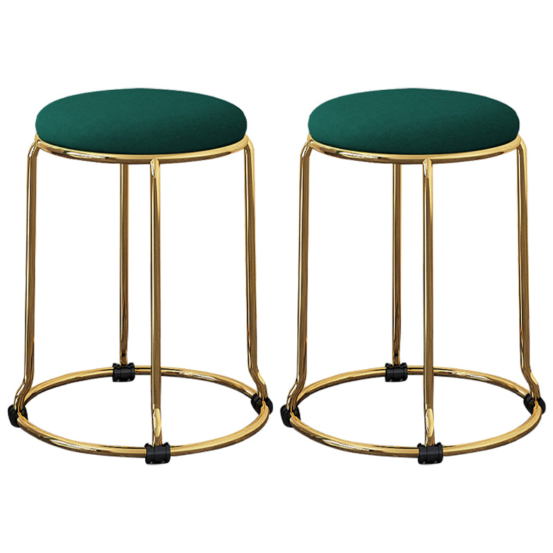 Houndstooth Print Pouf Ottoman Round Linen Stain Resistant Glam Ottoman