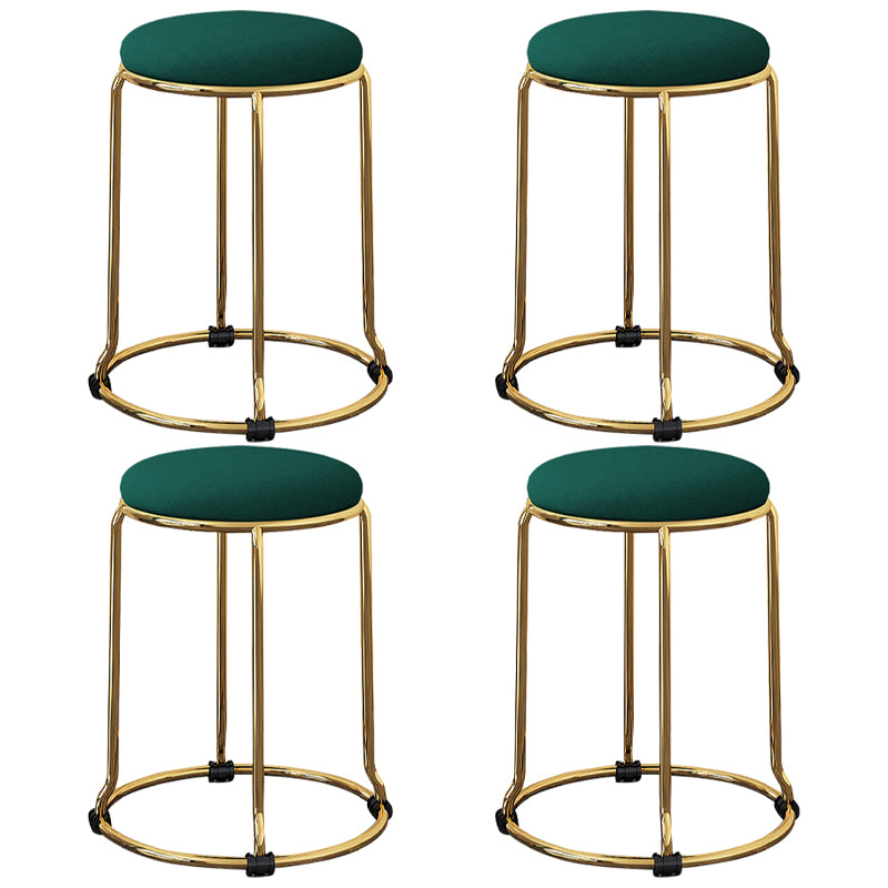 Houndstooth Print Pouf Ottoman Round Linen Stain Resistant Glam Ottoman