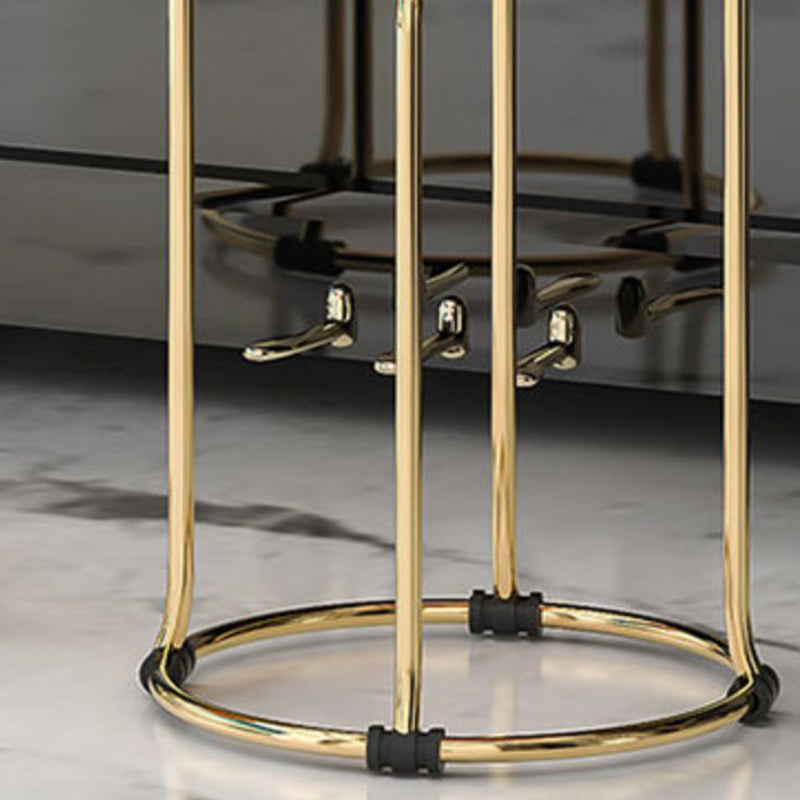 Houndstooth Print Pouf Ottoman Round Linen Stain Resistant Glam Ottoman