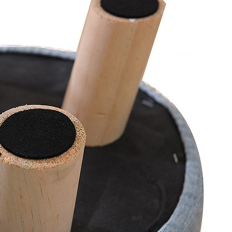 Contemporary Tear Resistant Standard Round Shape Grey Cotton Ottoman