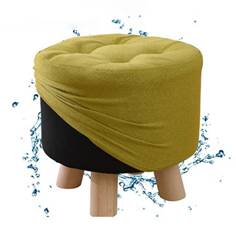 Contemporary Tear Resistant Standard Round Shape Grey Cotton Ottoman