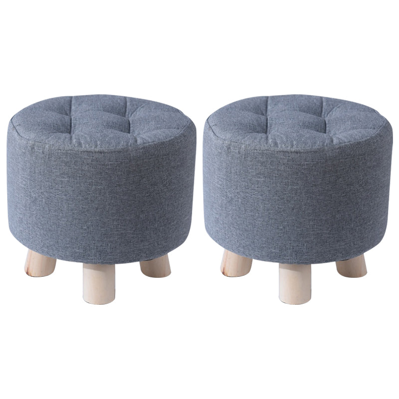 Contemporary Tear Resistant Standard Round Shape Grey Cotton Ottoman