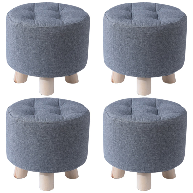 Contemporary Tear Resistant Standard Round Shape Grey Cotton Ottoman