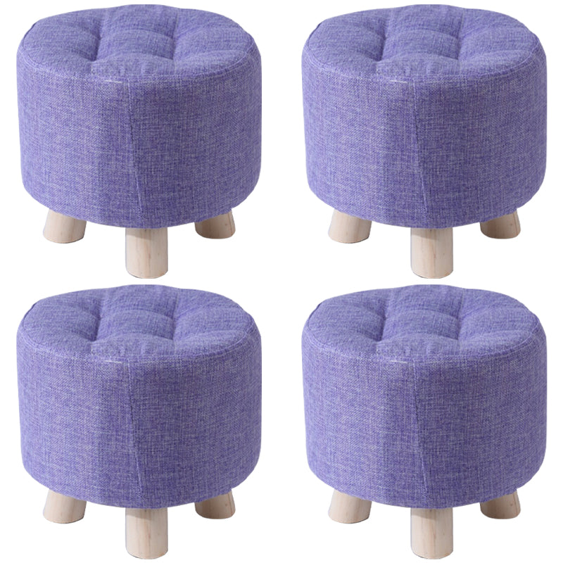 Contemporary Tear Resistant Standard Round Shape Grey Cotton Ottoman