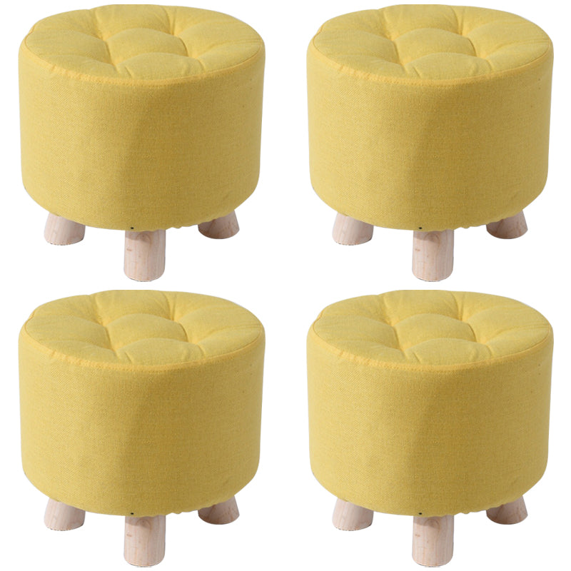 Contemporary Tear Resistant Standard Round Shape Grey Cotton Ottoman