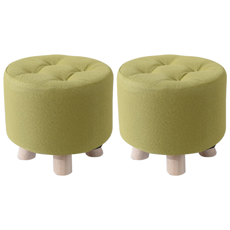 Contemporary Tear Resistant Standard Round Shape Grey Cotton Ottoman