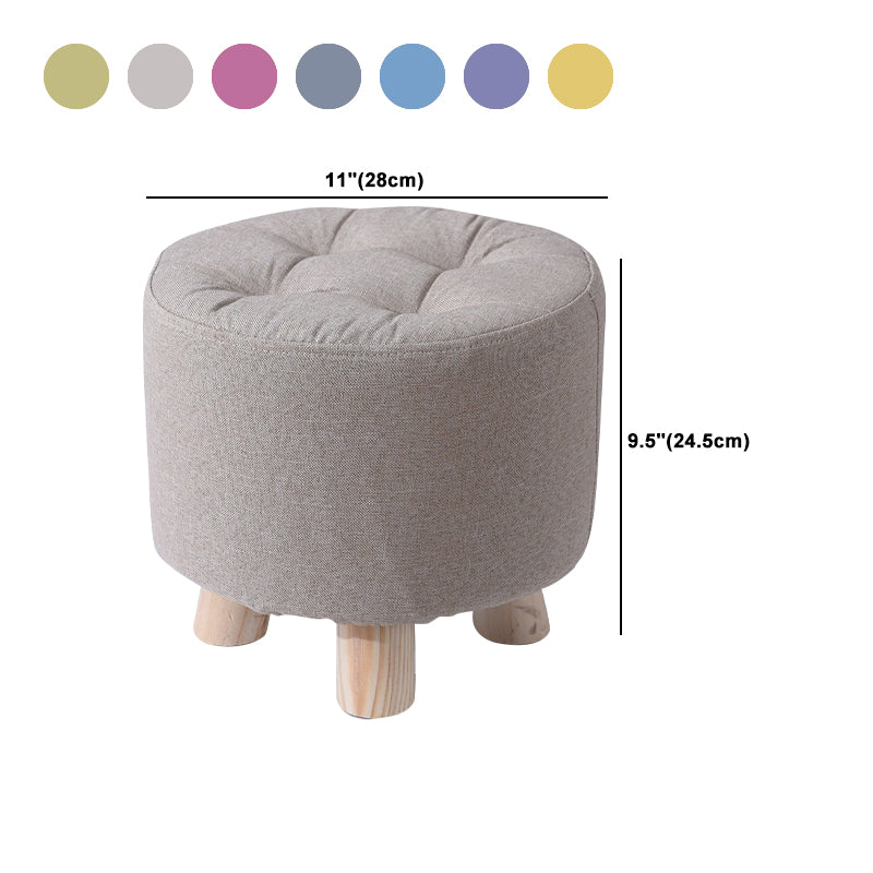 Contemporary Tear Resistant Standard Round Shape Grey Cotton Ottoman