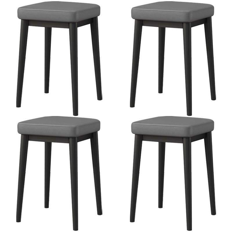 Square Footstools Ottoman Glam Solid Color Faux Leather Water Resistant Ottoman