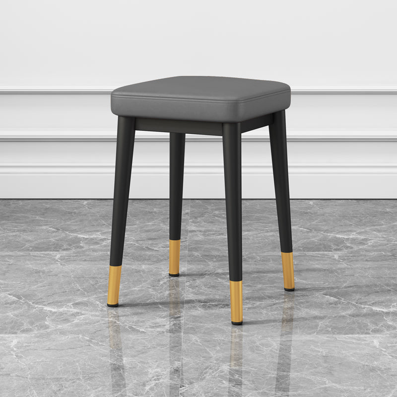 Square Footstools Ottoman Glam Solid Color Faux Leather Water Resistant Ottoman