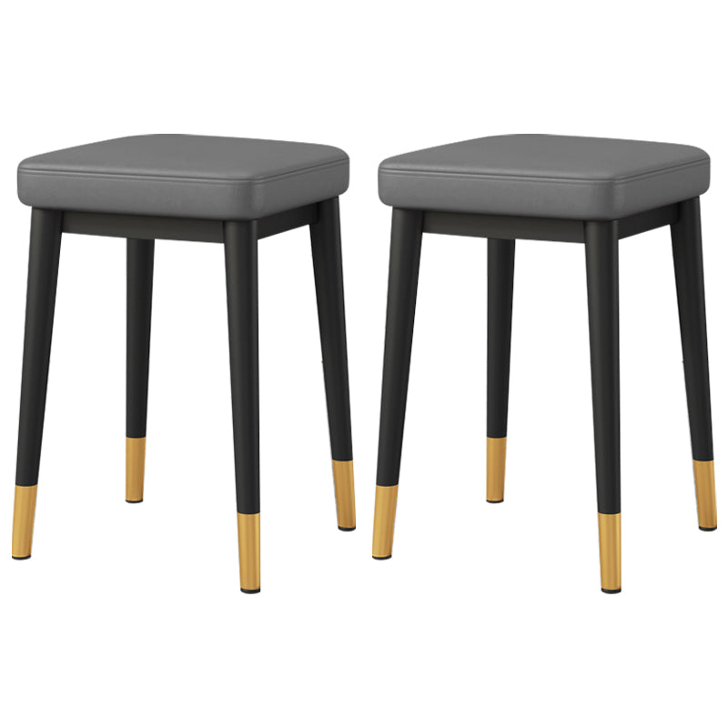 Square Footstools Ottoman Glam Solid Color Faux Leather Water Resistant Ottoman