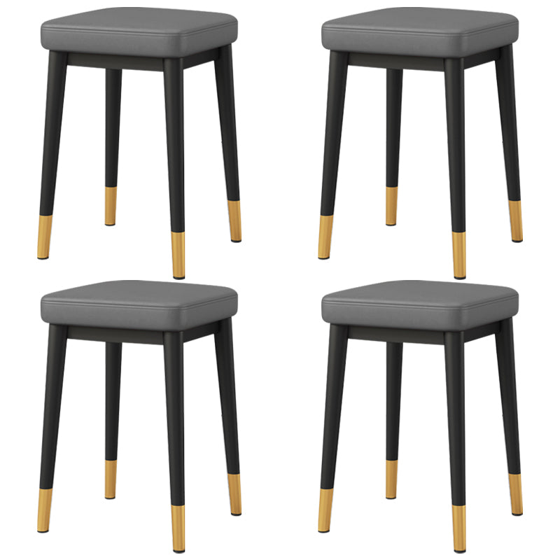 Square Footstools Ottoman Glam Solid Color Faux Leather Water Resistant Ottoman