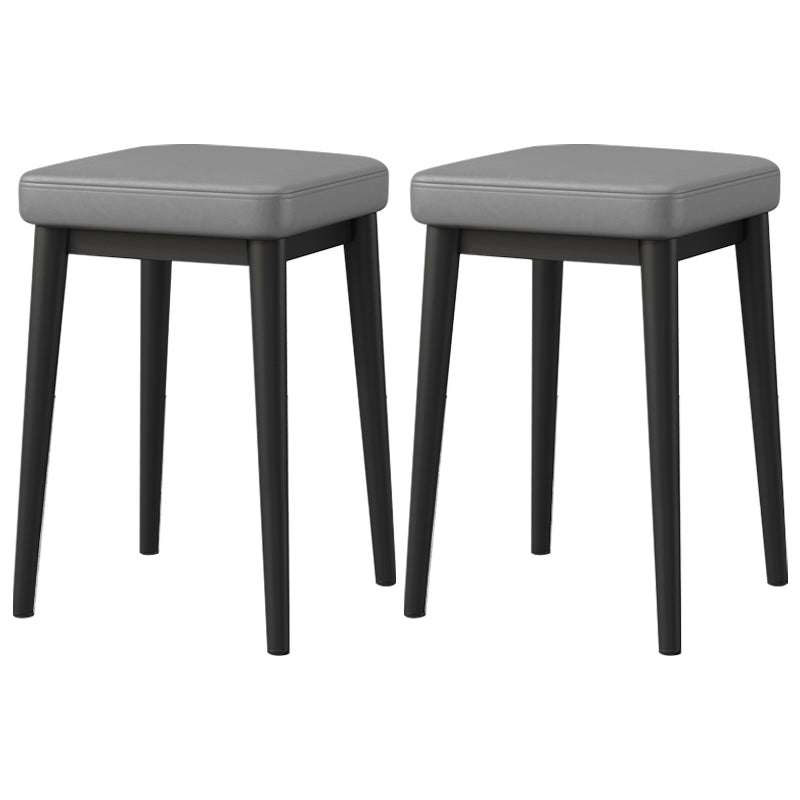 Square Footstools Ottoman Glam Solid Color Faux Leather Water Resistant Ottoman