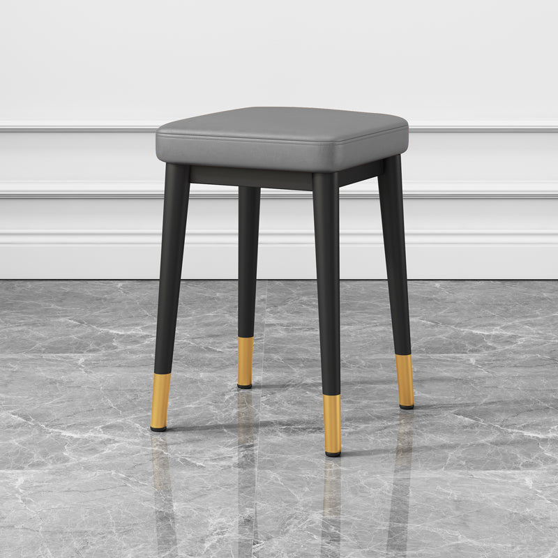 Square Footstools Ottoman Glam Solid Color Faux Leather Water Resistant Ottoman