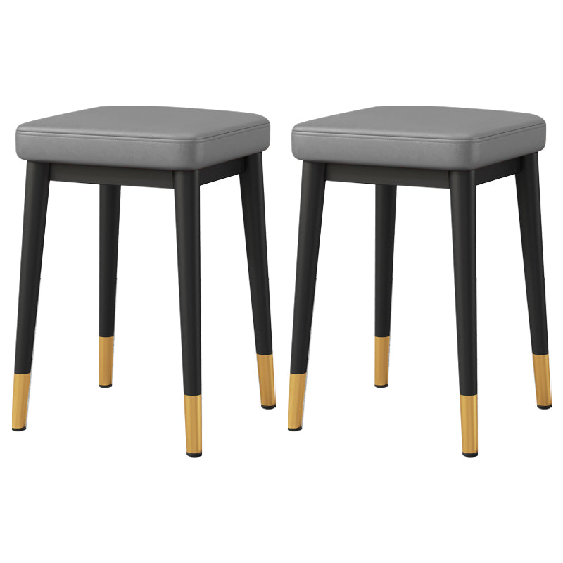 Square Footstools Ottoman Glam Solid Color Faux Leather Water Resistant Ottoman