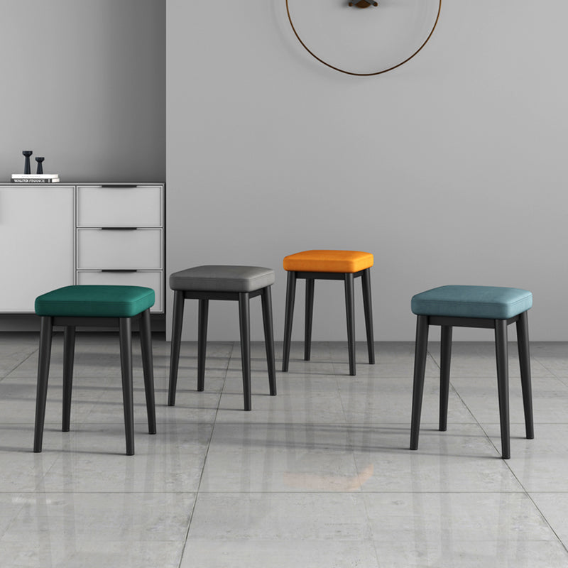 Square Footstools Ottoman Glam Solid Color Faux Leather Water Resistant Ottoman