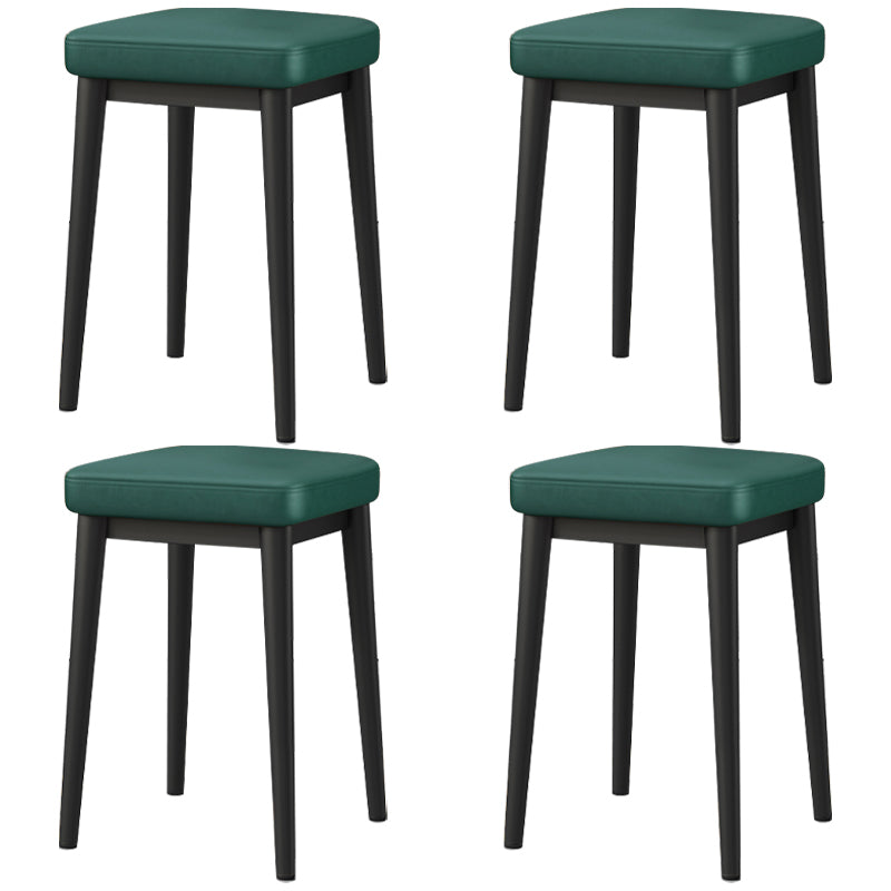 Square Footstools Ottoman Glam Solid Color Faux Leather Water Resistant Ottoman