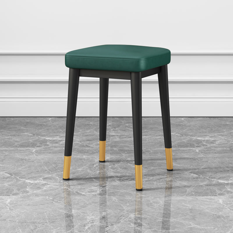 Square Footstools Ottoman Glam Solid Color Faux Leather Water Resistant Ottoman