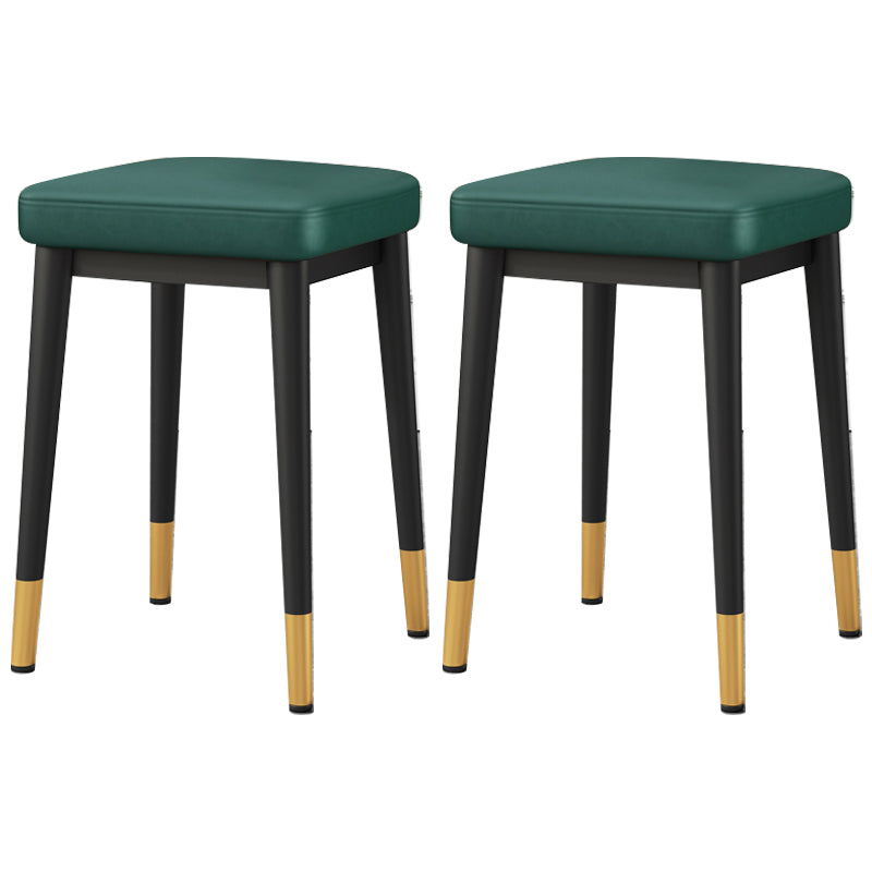 Square Footstools Ottoman Glam Solid Color Faux Leather Water Resistant Ottoman