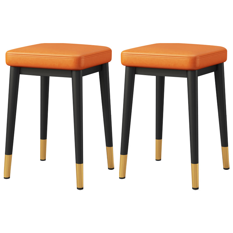 Square Footstools Ottoman Glam Solid Color Faux Leather Water Resistant Ottoman