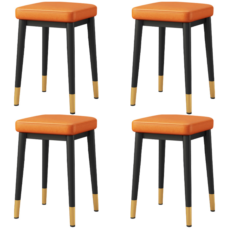 Square Footstools Ottoman Glam Solid Color Faux Leather Water Resistant Ottoman