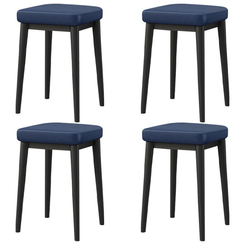 Square Footstools Ottoman Glam Solid Color Faux Leather Water Resistant Ottoman