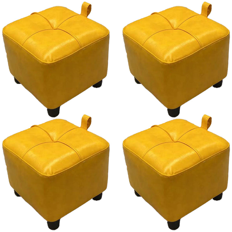 Contemporary PU Leather Pouf Chair Plain Square Tufted Water Resistant Target Pouf